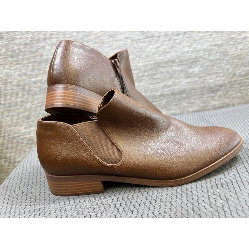 Kensie Sammy Bootie Womens Size 10 Brown Leather Side Zipper Stretch Comfort NEW